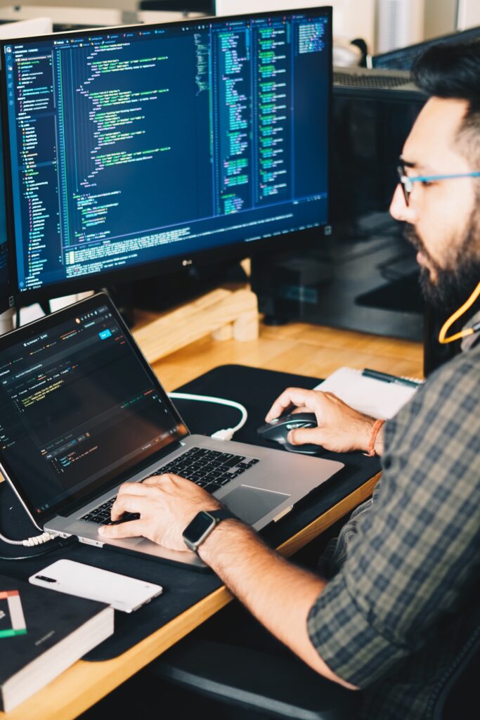 A developer working at a desk.