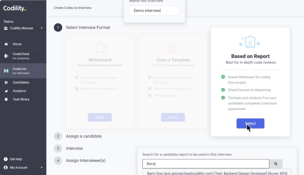 Codility’s Whiteboard Interviewing Software for Software engineers 