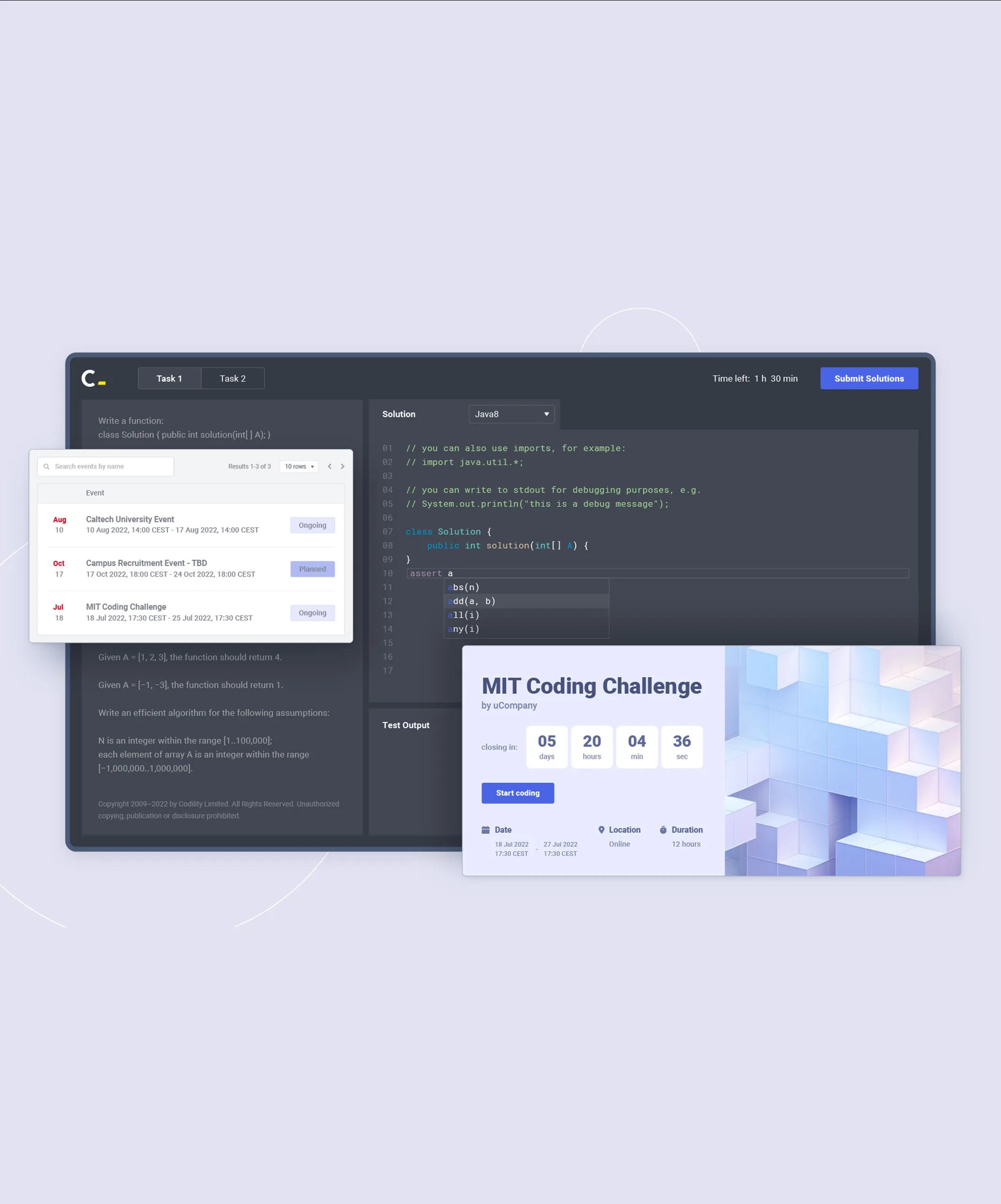 code event product screen