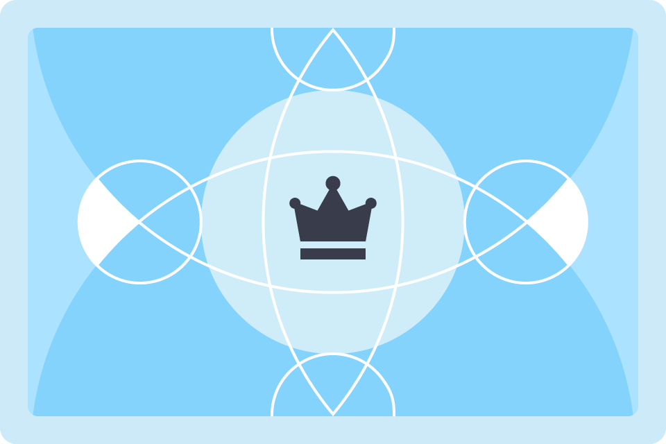 black crown icon on blue background