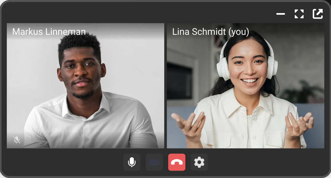 Interviewer and candidate on the Codility Interview video call.